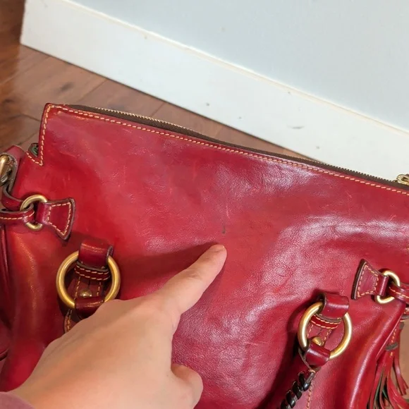 Dooney & Bourke Florentine Red Leather Satchel Handbag